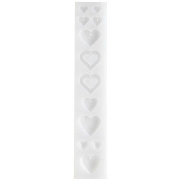 Produktbild: Silikon Gie&szlig;form Anh&auml;nger Herzen / Au&szlig;enma&szlig; Silikonform 4 x 21,5 cm