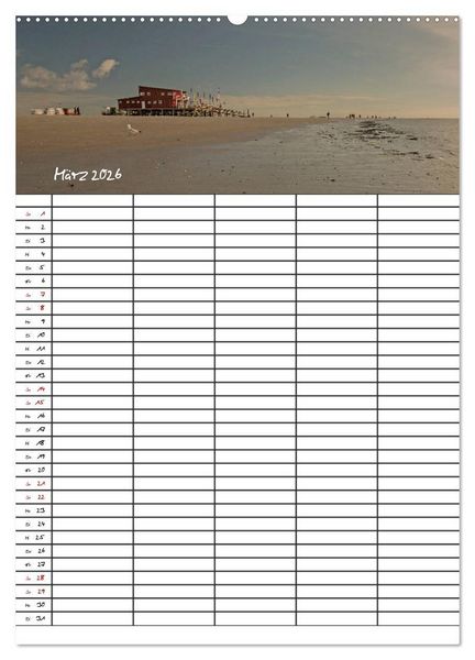 Produktbild: St. Peter Ording Familienplaner (hochwertiger Premium Wandkalender 2026 DIN A2 hoch), Kunstdruck in Hochglanz