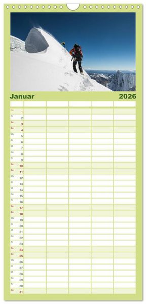 Produktbild: Familienplaner 2026 - Climbing Solutions - Bergsport weltweit mit 5 Spalten (Wandkalender, 21 x 45 cm) CALVENDO