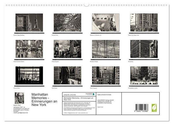 Produktbild: Manhattan Memories - Erinnerungen an New York (hochwertiger Premium Wandkalender 2026 DIN A2 quer), Kunstdruck in Hochglanz