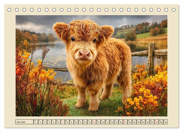 Produktbild: Schottische Hochlandrinder. Zwischen Nebel, Natur und rauer Pracht (Tischkalender 2026 DIN A5 quer), CALVENDO Monatskalender