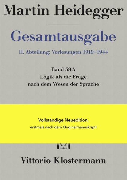 Produktbild: Logik als die Frage nach dem Wesen der Sprache
