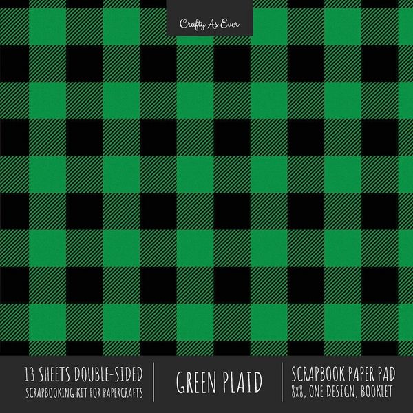 Produktbild: Green Plaid Scrapbook Paper Pad 8x8 Decorative Scrapbooking Kit for Cardmaking Gifts, DIY Crafts, Printmaking, Papercrafts, Check Pattern Designer Paper