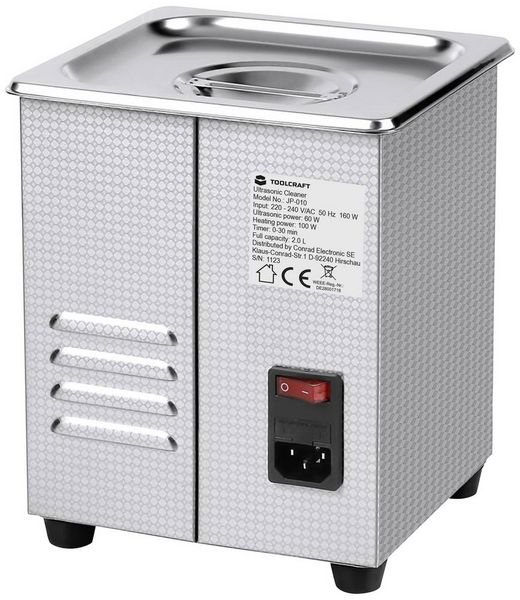 Produktbild: TOOLCRAFT USC-200 Ultraschallreiniger Schmuck, B&uuml;robedarf, Werkstatt 160 W 2 l mit Heizung, mit Reinigungskorb