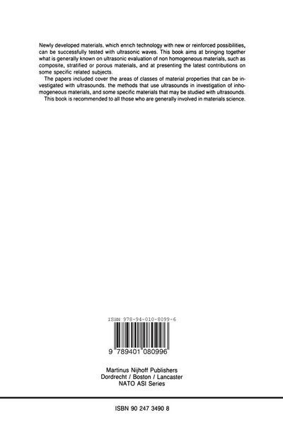 Produktbild: Ultrasonic Methods in Evaluation of Inhomogeneous Materials