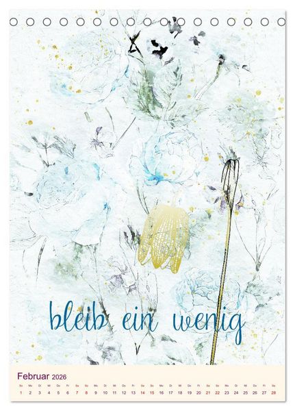 Produktbild: Aquarell Blumenmalerei mit Spr&uuml;chen (Tischkalender 2026 DIN A5 hoch), CALVENDO Monatskalender