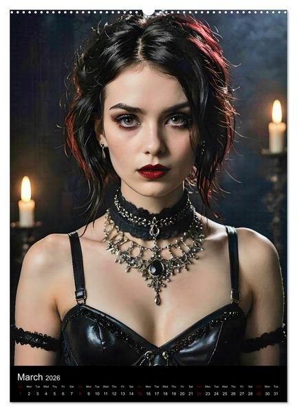 Produktbild: AI Gothic world - Mystical beauties of the night (Wall Calendar 2026 DIN A2 portrait), CALVENDO 12 Month Wall Calendar
