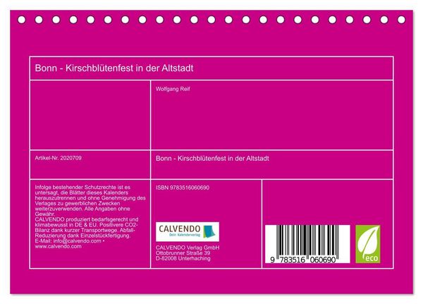 Produktbild: Bonn - Kirschbl&uuml;tenfest in der Altstadt (Tischkalender 2026 DIN A5 quer), CALVENDO Monatskalender