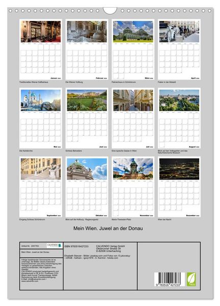 Produktbild: Mein Wien. Juwel an der Donau (Wandkalender 2026 DIN A3 hoch), CALVENDO Monatskalender