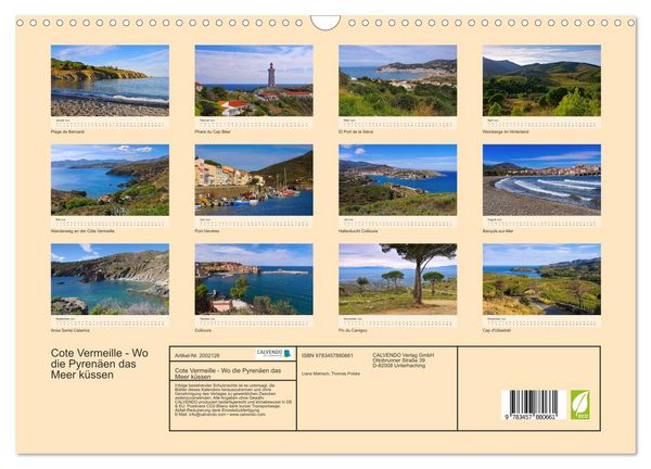 Produktbild: Cote Vermeille - Wo die Pyren&auml;en das Meer k&uuml;ssen (Wandkalender 2026 DIN A3 quer), CALVENDO Monatskalender