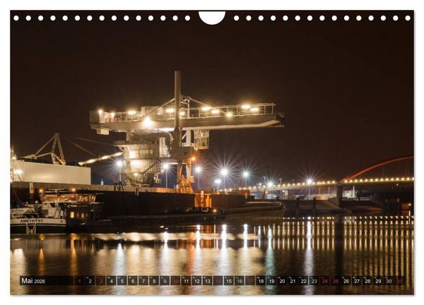 Produktbild: Mannheim 2026 - wenn es Nacht wird im Hafen (Wandkalender 2026 DIN A4 quer), CALVENDO Monatskalender