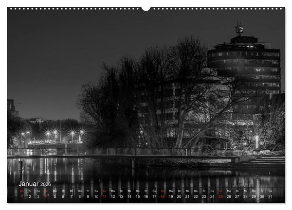 Produktbild: Heilbronn bei Nacht (hochwertiger Premium Wandkalender 2026 DIN A2 quer), Kunstdruck in Hochglanz