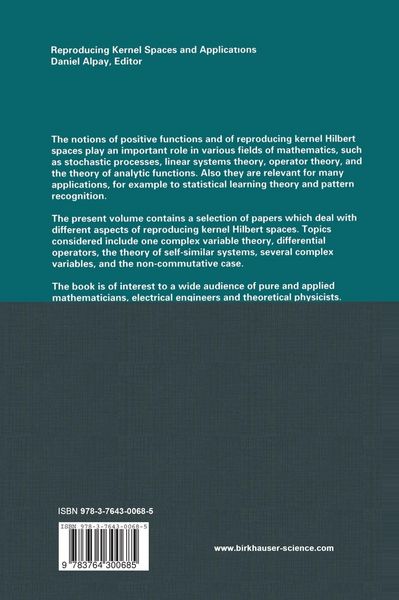 Produktbild: Reproducing Kernel Spaces and Applications
