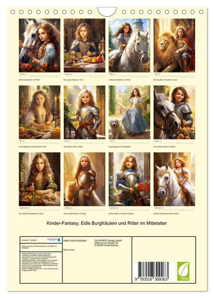 Produktbild: Kinder-Fantasy. Edle Burgfr&auml;ulein und Ritter im Mittelalter (Wandkalender 2026 DIN A4 hoch), CALVENDO Monatskalender