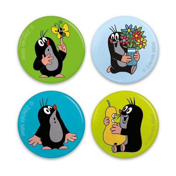 Produktbild: TR&Ouml;TSCH - Der kleine Maulwurf Mini-Buttons 4er Set Maulwurf | Ab 3 Jahren