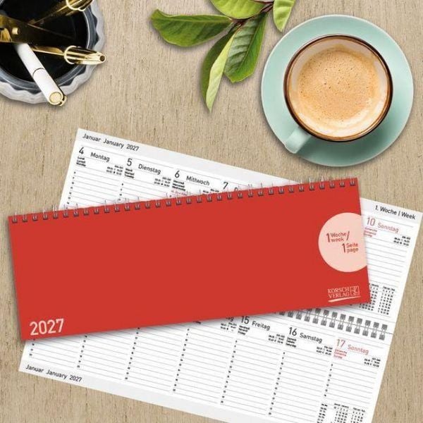 Produktbild: Tischquerkalender Classic Colourlux rot 2027