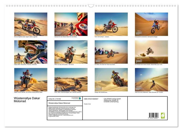 Produktbild: W&uuml;stenrallye Dakar Motorrad (Wandkalender 2026 DIN A2 quer), CALVENDO Monatskalender