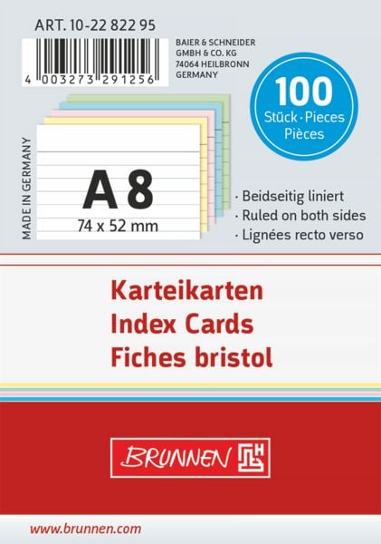 Produktbild: Brunnen Karteikarten A8 lin sort 100St