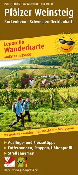 Produktbild: Publicpress Leporello Wanderkarte Pf&auml;lzer Weinsteig, Bockenheim, Schweigen-Rechtenbach 1:25.000