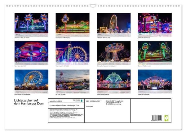 Produktbild: Lichterzauber auf dem Hamburger Dom (Wandkalender 2027 DIN A2 quer), CALVENDO Monatskalender