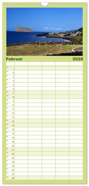 Produktbild: Familienplaner 2026 - Azoren - Ein Naturerlebnis mit 5 Spalten (Wandkalender, 21 x 45 cm) CALVENDO
