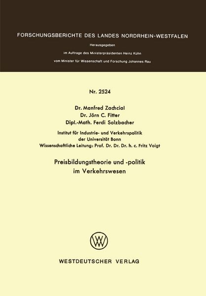 Produktbild: Preisbildungstheorie und -politik im Verkehrswesen