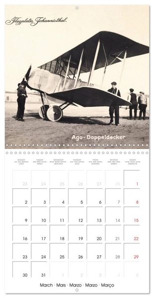 Produktbild: Avions biplans sur cartes postales anciennes (Calendrier mural carr&eacute; 2026 30x30 cm) Calendrier double avec une page pour vos prises de notes