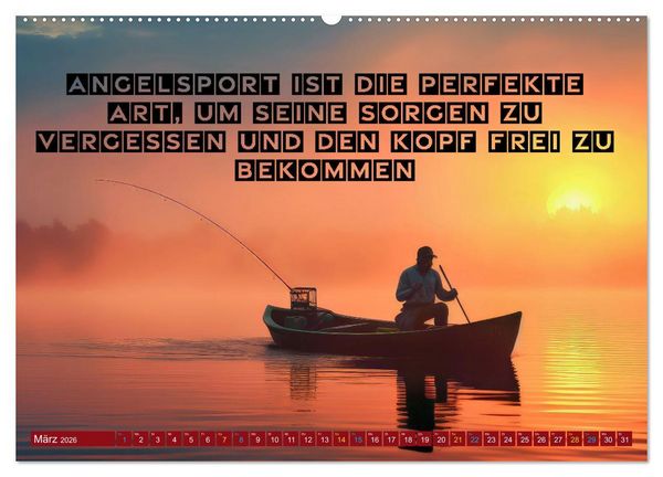 Produktbild: Angeln - Impressionen mit coolen Spr&uuml;chen (hochwertiger Premium Wandkalender 2026 DIN A2 quer), Kunstdruck in Hochglanz