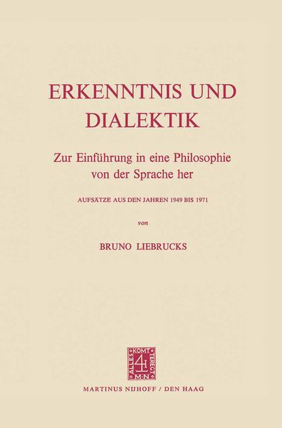 Produktbild: Erkenntnis und Dialektik