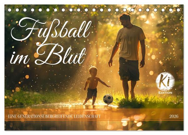 Fußball im Blut (Tischkalender 2026 DIN A5 quer), CALVENDO Monatskalender