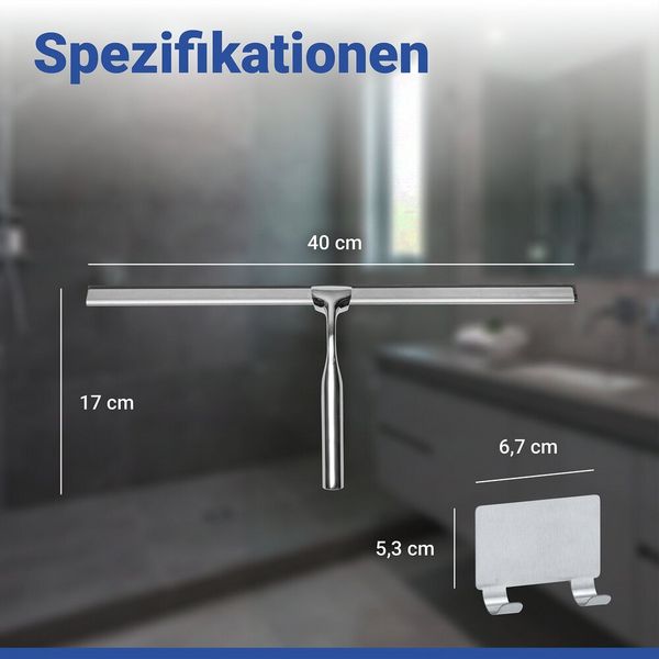 Produktbild: Turbo-Loc&reg; Duschabzieher Mod. Terni Jumbo, mit Haken, Befestigen ohne Bohren