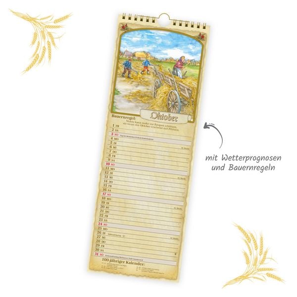 Produktbild: TR&Ouml;TSCH - Maxi-Streifenkalender Bauernkalender 2027 mit Hundertj&auml;hrigem Kalender, Bauernregeln und Ferienterminen