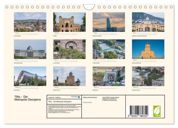 Produktbild: Tiflis - Die Metropole Georgiens (Wandkalender 2026 DIN A4 quer), CALVENDO Monatskalender
