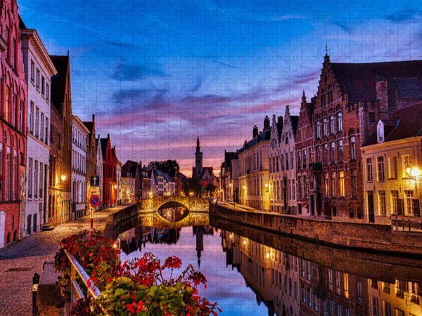 Produktbild: CALVENDO Puzzle Ein Motiv aus dem Kalender Br&uuml;gge und Gent im Zwielicht | 1000 Teile Lege-Gr&ouml;&szlig;e 64x48cm Foto-Puzzle f&uuml;r gl&uuml;ckliche Stunden