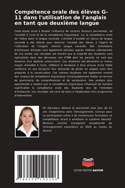Produktbild: Comp&eacute;tence orale des &eacute;l&egrave;ves G-11 dans l'utilisation de l'anglais en tant que deuxi&egrave;me langue