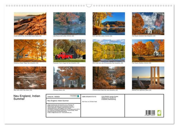 Produktbild: Neu England, Indian Summer (Wandkalender 2026 DIN A2 quer), CALVENDO Monatskalender