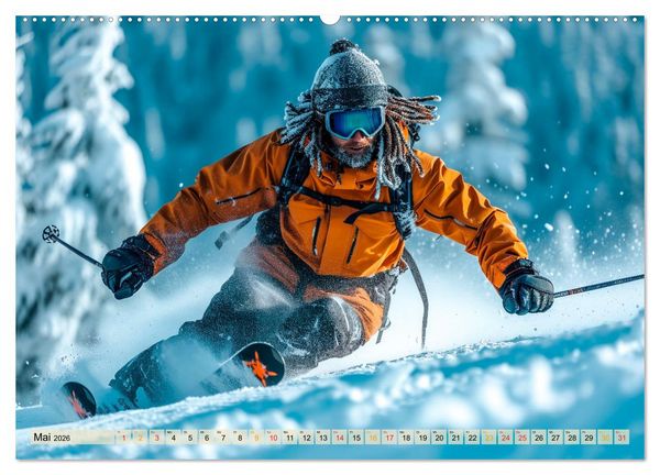 Produktbild: Skifahren - tolle Momente (Wandkalender 2026 DIN A2 quer), CALVENDO Monatskalender
