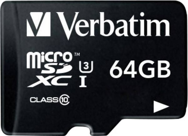 Verbatim PRO microSDXC-Karte 64 GB Class 10, UHS-I, UHS-Class 3 inkl. SD-Adapter