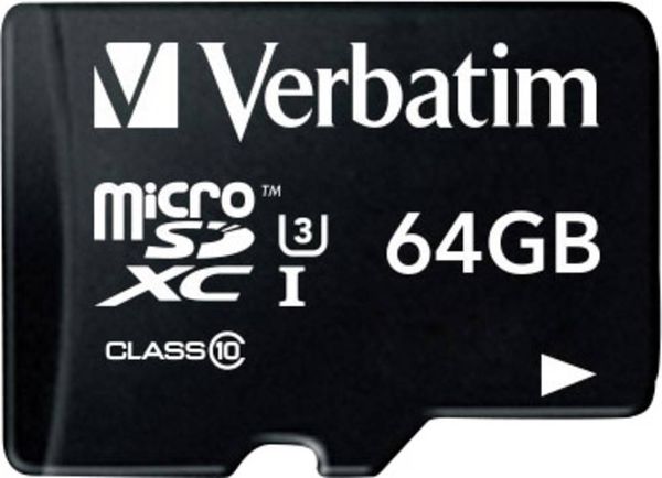 Verbatim PRO microSDXC-Karte 64GB Class 10, UHS-I, UHS-Class 3 inkl. SD-Adapter