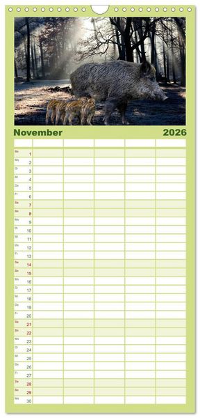 Produktbild: Familienplaner 2026 - Deutsches Jagdwild - Waidmannsheil mit 5 Spalten (Wandkalender, 21 x 45 cm) CALVENDO