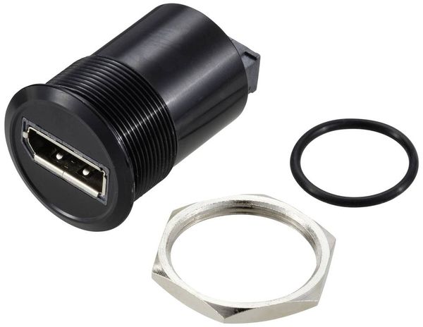 Produktbild: TRU COMPONENTS TC-11980480 Display Port 1,2 Panel-Adapter Buchse DisplayPort Buchse - DisplayPort Buchse Schwarz Inhalt: 1 St.