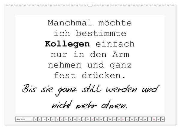 Produktbild: Typo-Kalender f&uuml;r das B&uuml;ro. Sarkasmus und fiese Spr&uuml;che (Wandkalender 2026 DIN A2 quer), CALVENDO Monatskalender
