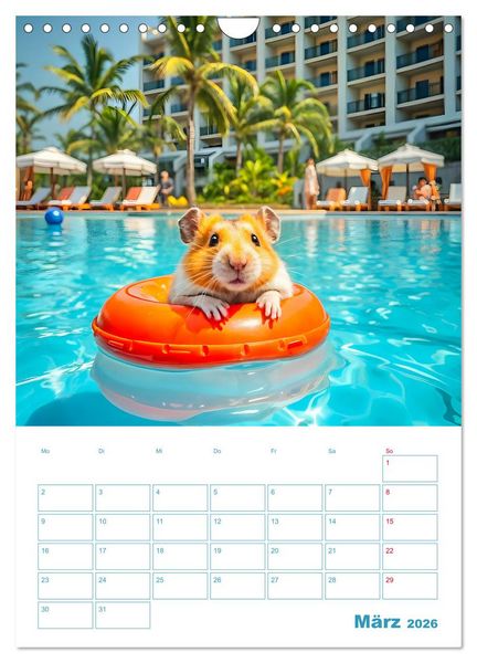 Produktbild: Holiday Hamster - Urlaubsfeeling pur mit sonnigen KI Hamstern (Wandkalender 2026 DIN A4 hoch), CALVENDO Monatskalender