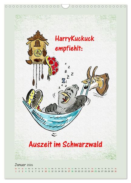 Produktbild: Bollenhut Cartoons (Wandkalender 2026 DIN A3 hoch), CALVENDO Monatskalender