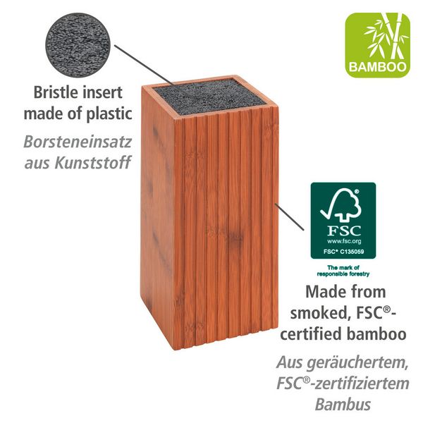 Produktbild: Messerblock mit Borsteneinsatz Mod. Mera, aus ger&auml;uchertem Bambus