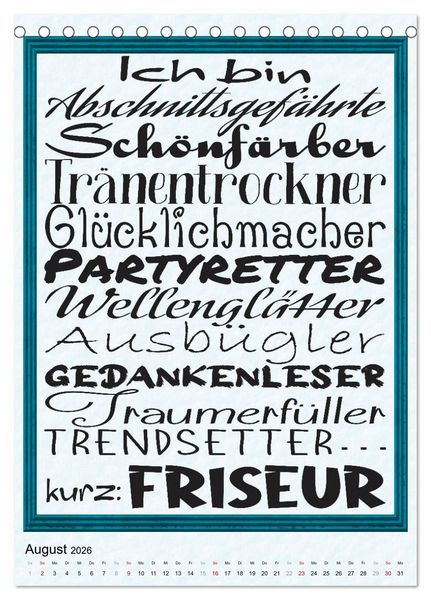 Produktbild: Friseur-Spr&uuml;che (Tischkalender 2026 DIN A5 hoch), CALVENDO Monatskalender