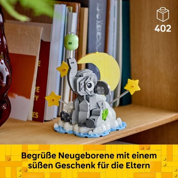 Produktbild: LEGO 40814 Schwebender Baby-Elefant, Wohn-Deko, Geschenk zum Ausstellen f&uuml;r frischgebackene Eltern