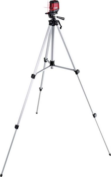 Produktbild: TOOLCRAFT Tripod 1/4 Zoll Arbeitsh&ouml;he=51 - 150cm Silver Inox Wasserwaage