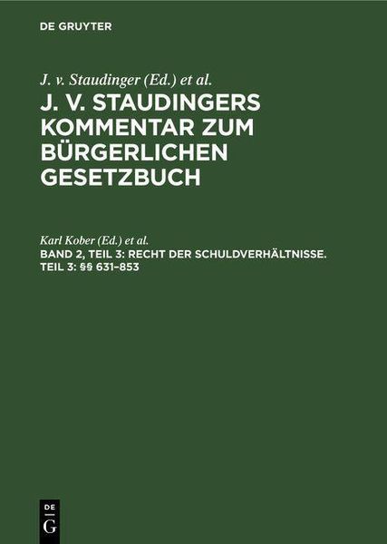Produktbild: Recht der Schuldverh&auml;ltnisse. Teil 3: &sect;&sect; 631-853