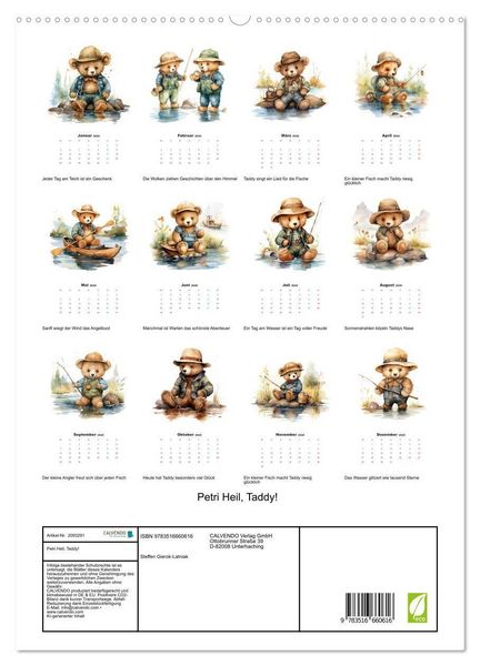 Produktbild: Petri Heil, Taddy! (hochwertiger Premium Wandkalender 2026 DIN A2 hoch), Kunstdruck in Hochglanz